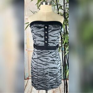 H&M Divided Tiger Striped Empire Waist Strapless Dress